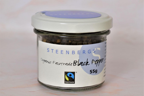Steenbergs Organic Fairtrade Black pepper - the first spice licensed to be Fairtrade in the UK.