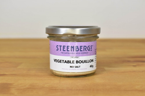 Buy Steenbergs Organic Vegetable Bouillon No Salt Added, palm oil free, no yeast, in glass jar from the Steenbergs UK online shop for organic herbs, spices and seasonings.