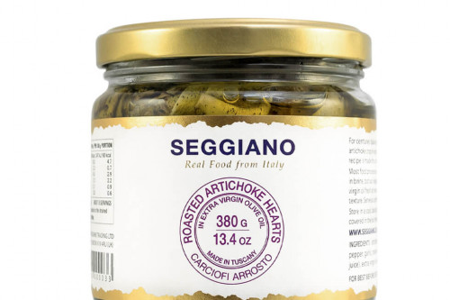 Seggiano roasted artichoke hearts from the Steenbergs UK online shop for delicious italian antipasti and vegan food.