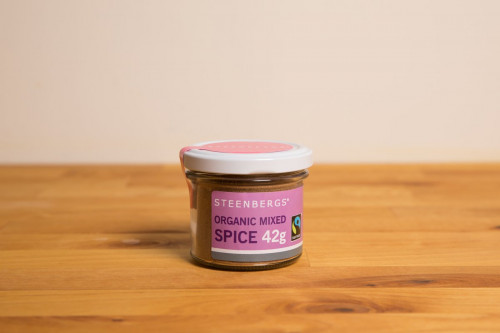 Steenbergs Organic Fairtrade Mixed Spice in Glass Jar from the Steenbergs UK online shop for organic Fairtade spices and baking ingredients.