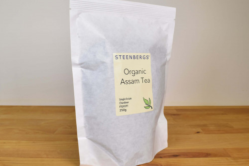 Organic Assam Black Tea 250g Steenbergs loose leaf tea in  plastic free bag.