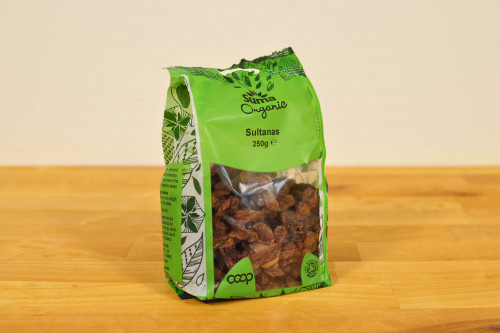 Suma Organic Sultanas dried fruit available from the Steenbergs UK online shop for organic food and groceries.