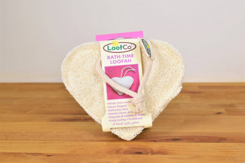 Loofco Bath time plastic-free loofah shaped in a heart from the Steenbergs UK online eco bath shop.