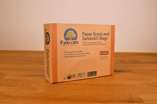 If You Care 48 Unbleached paper snack and sandwich bags - plastic free - from the Steenbergs UK online shop for ecofriendly plastic free food wrap.