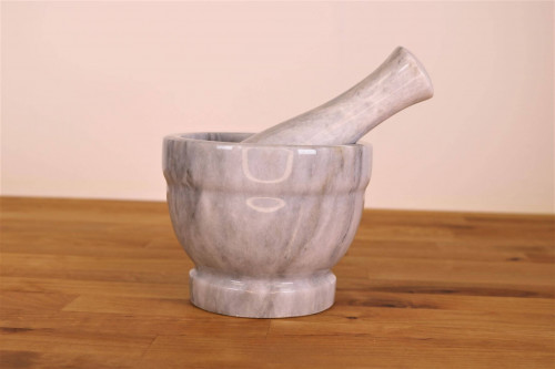 Marbletree light grey classic pestle and mortar from Steenbergs UK online shop.