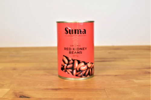 Suma organic red kidney beans, canned, with no added sugar, salt or skin hardeners, from the Steenbergs UK online shop for organic canned food and cooking ingredients.