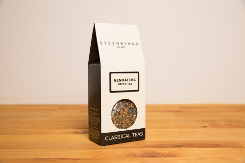 Steenbergs Genmaicha Green Tea (popcorn tea) , Loose Leaf, from the Steenbergs UK online shop for loose leaf green teas and infusers.