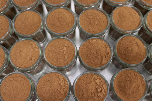 Steenbergs Organic cinnamon powder is packed at the Steenbergs organic spice factory in north Yorkshire, UK.