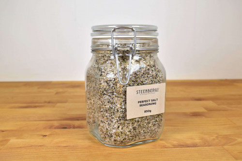 Steenbergs Perfect salt in a large clip jar from the Steenbergs UK specialists for sustainable salt, spices and pepper.