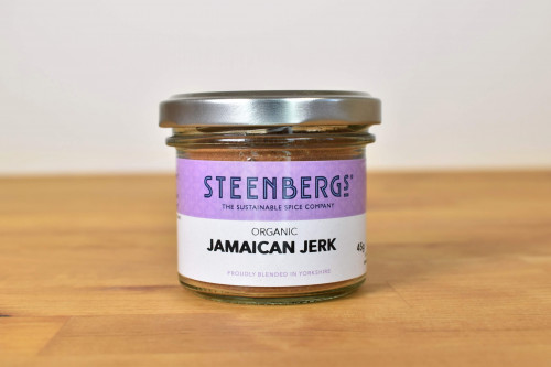 Steenbergs Organic Jamaican Jerk Seasoning, Glass Jar, from the Steenbergs UK online shop for organic seasonings and spice mixes.