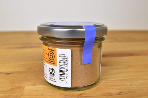 Steenbergs Organic Fairtrade Cinnamon Powder Glass Jar from the Steenbergs UK online shop for organic and Fairtrade spices and ingredients.