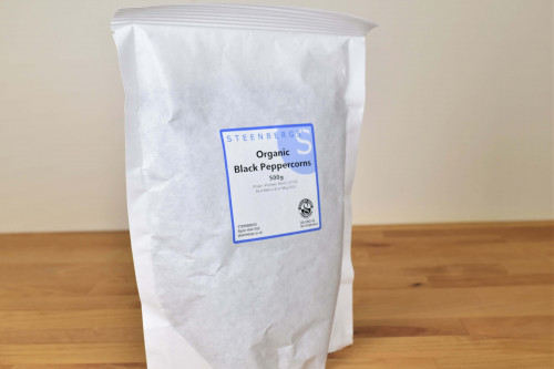 Steenbergs Organic Black Peppercorns 500g Bulk Bag from the Steenbergs UK online shop for organic herbs and spices.