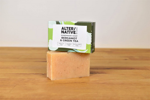 Suma Alternative Green and Bergamot Soap 90g from the Steenbergs UK online shop for plastic free and vegan soap