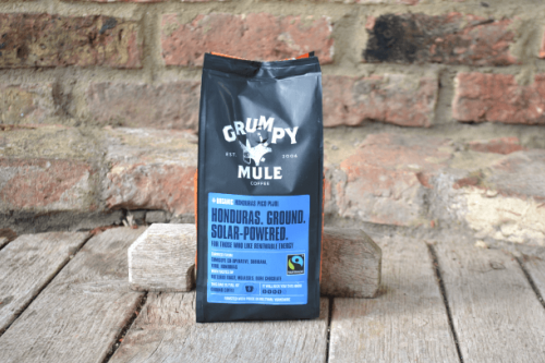 Grumpy Mule Organic Fairtrade Solar-powered Honduras filter ground coffee from the Steenbergs UK online shop for organic tea and coffee.