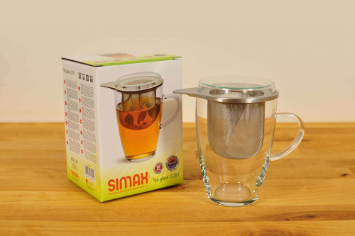 Simax Simax Glass mug with Stainless steel infuser from the Steenbergs UK online shop for tea and tea infusers.