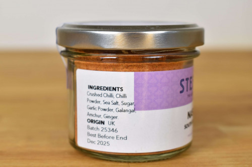 Steenbergs Nasi Goreng Spice Mix in a Glass Jar, part of the range of Thai and Asian spices, herbs and seasonings blended and packed by Steenbergs in North Yorkshire, UK.