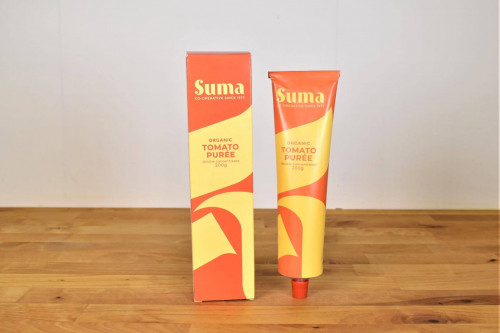 Suma Organic Tomato Puree double concentrated 200g from Steenbergs UK online shop for organic vegan food.