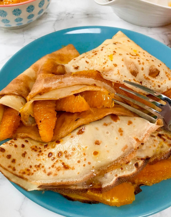 Orange Pancakes Recipe with Caramelised Oranges