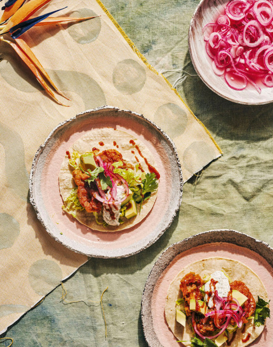 Cajun Tacos Recipe with Pickled Red Onion and Tartare Sauce