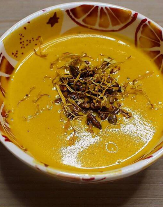 Spiced Honey Roasted Pumpkin  Carrot soup Recipe