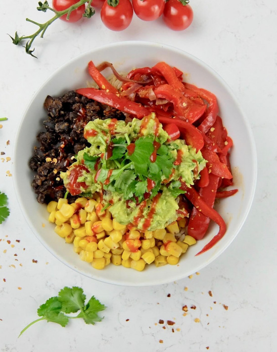 Mexican Bowl with Avocado Salsa - plant based recipe