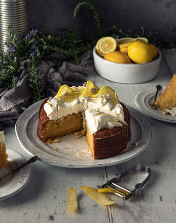 Olive oil cake with lemon & rosemary recipe