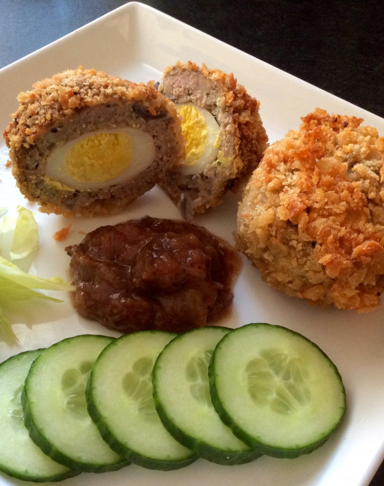 Bantam Scotch eggs with sage and onion stuffing Recipe
