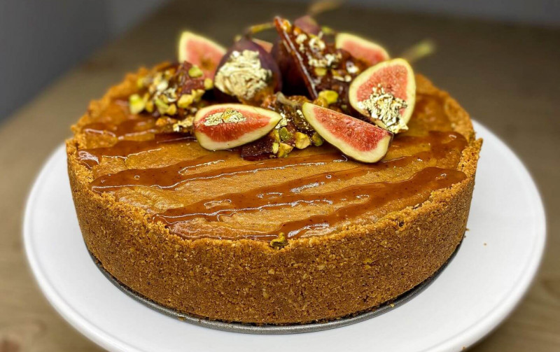 Fig and Sumac Caramel Baked Cheesecake Recipe