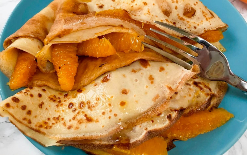 Orange Pancakes Recipe with Caramelised Oranges