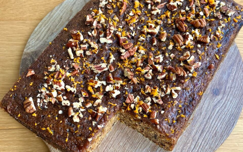 Spiced butternut squash cake with pecans and orange recipe