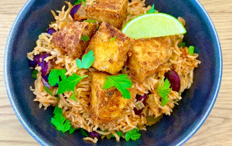 Crispy Creole Tofu with Cajun 'Dirty rice' recipe
