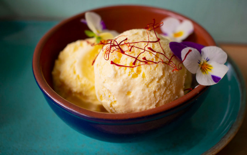 creamy Spanish-inspired saffron ice cream