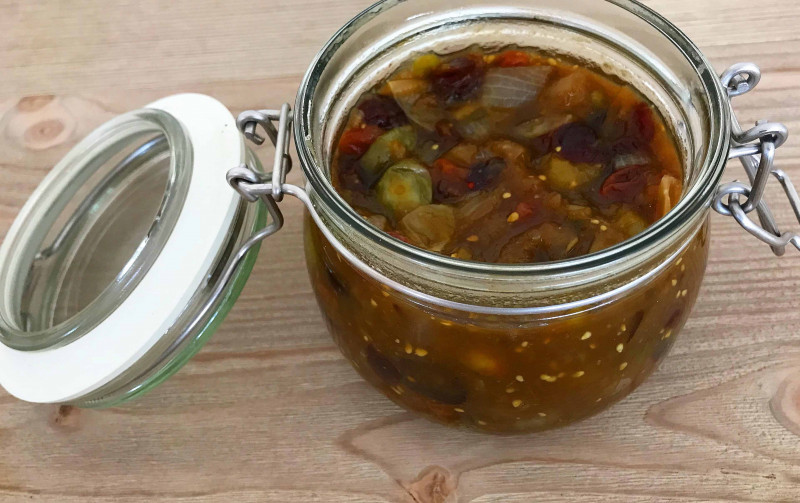 Green tomato, Sichuan pepper and ginger chutney recipe