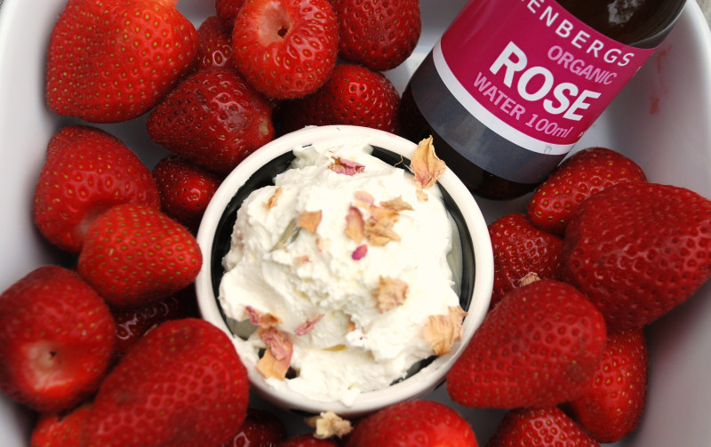 Strawberries with Rose Cream Recipe