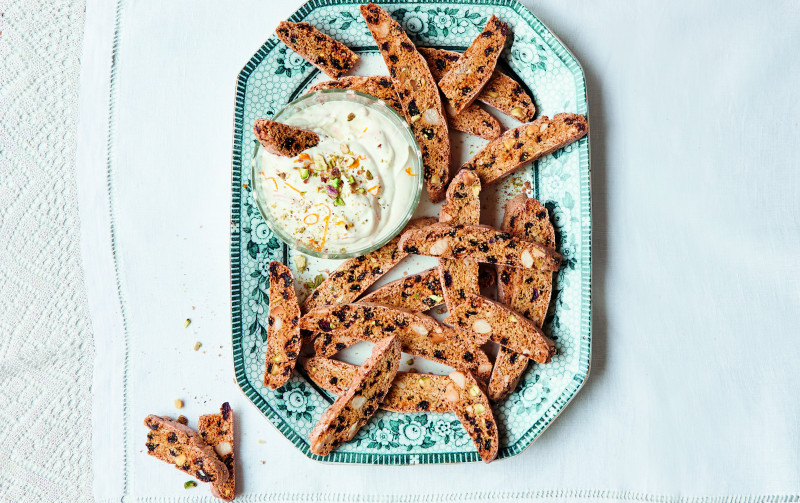 Spiced biscotti with an orange syllabub dip - Nadiya Hussain -Recipe