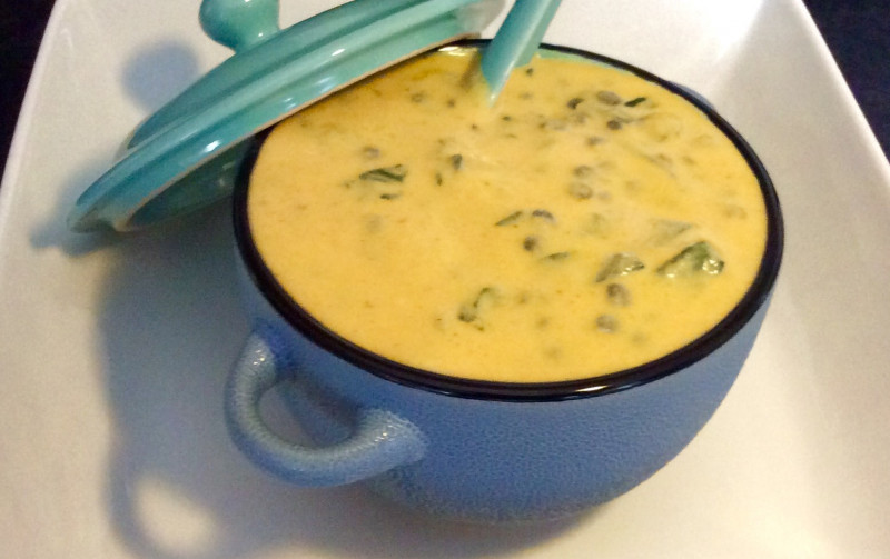 Two way lentil, spinach and nutmeg soup Recipe